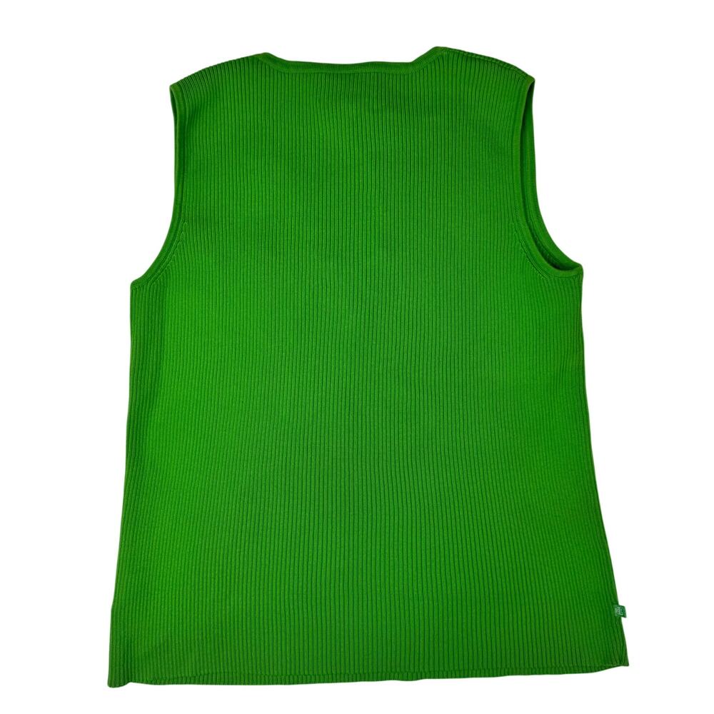 Lauren Ralph Lauren Sleeveless Top V-Neck Lime Green Women's Large Whimsy Y2K - Picture 2 of 16